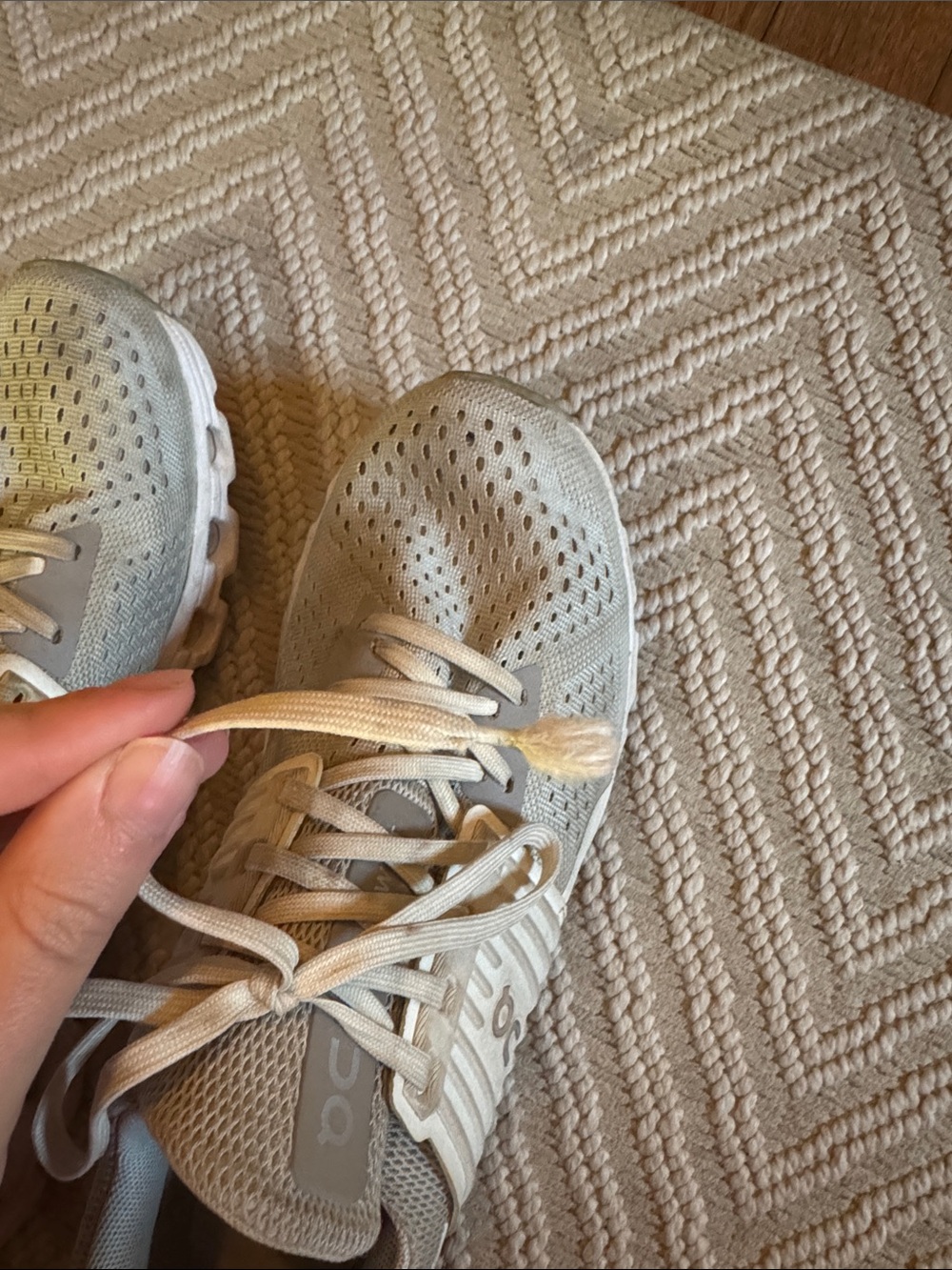 On Running Women's Athletic Lace-Up Sneakers in Grey/White/Light Pink - Picture 5 of 5